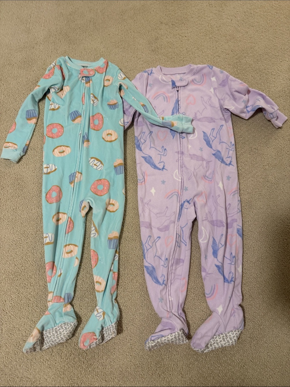 Carter's Mint Donut & Lavender Unicorn Footed Pajama Set